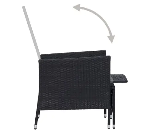 3-Daļīgs Dārza Atpūtas Mēbeļu Komplekts, Melns, Pe Rotangpalma Vidaxl