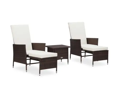 3-Daļīgs Dārza Atpūtas Mēbeļu Komplekts, Brūna Pe Rotangpalma Vidaxl