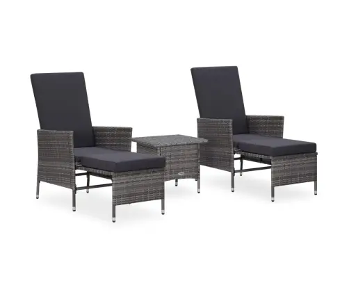 3-Daļīgs Dārza Atpūtas Mēbeļu Komplekts, Pelēka Pe Rotangpalma Vidaxl