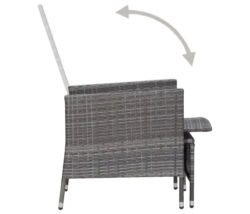 3-Daļīgs Dārza Atpūtas Mēbeļu Komplekts, Pelēka Pe Rotangpalma Vidaxl