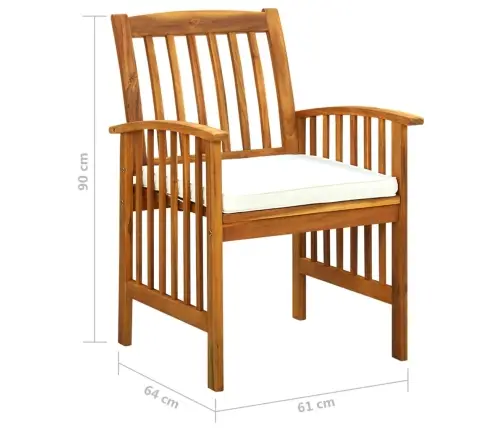 5-Osaline Aiamööblikomplekt Patjadega, Akaatsiapuit