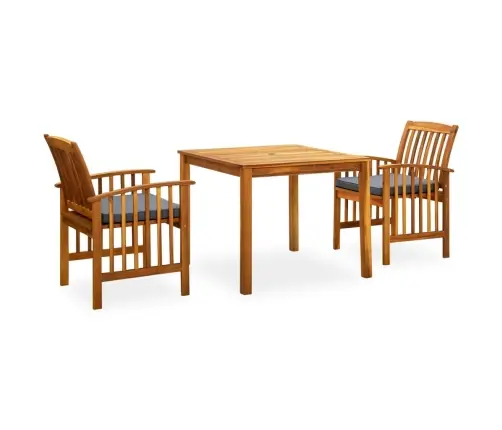 3-Daļīgs Dārza Mēbeļu Komplekts Ar Matračiem, Akācijas Koks Vidaxl