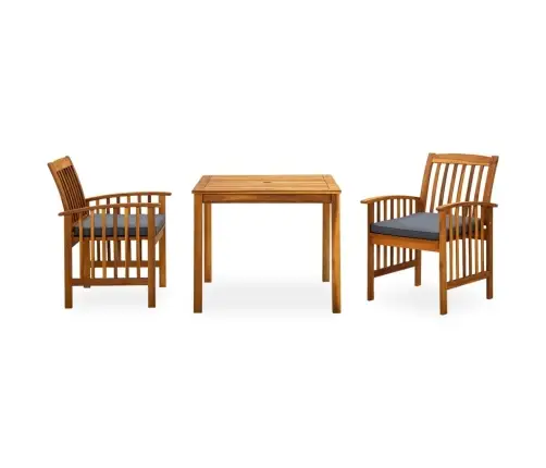 3-Daļīgs Dārza Mēbeļu Komplekts Ar Matračiem, Akācijas Koks Vidaxl