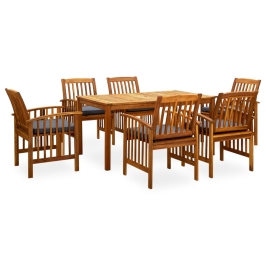 3058089  7 Piece Garden Dining Set With Cushions Solid Acacia Wood (45962+2X312131) Vidaxl