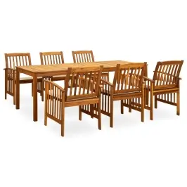 3058090  7 Piece Garden Dining Set With Cushions Solid Acacia Wood (45963+2X312129) Vidaxl