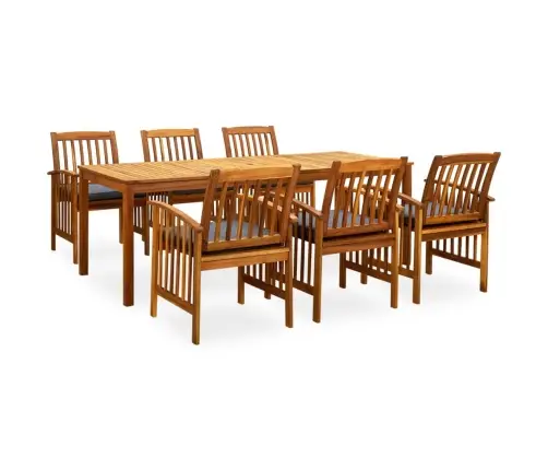 7-Daļīgs Dārza Mēbeļu Komplekts Ar Matračiem, Akācijas Koks Vidaxl