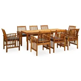 3058093  9 Piece Garden Dining Set With Cushions Solid Acacia Wood (45963+312130+2X312131) Vidaxl