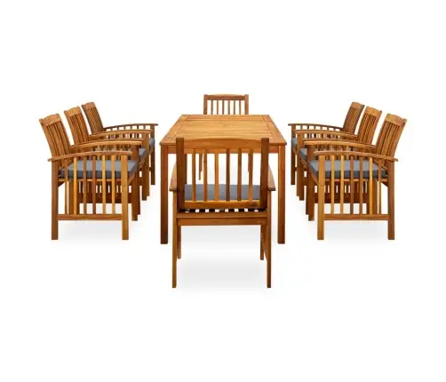 3058093  9 Piece Garden Dining Set With Cushions Solid Acacia Wood (45963+312130+2X312131) Vidaxl