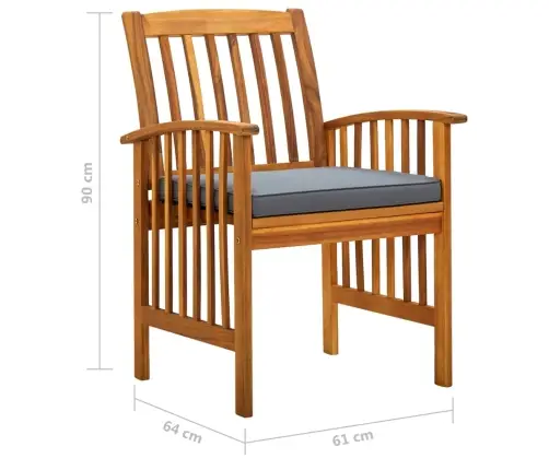 3058093  9 Piece Garden Dining Set With Cushions Solid Acacia Wood (45963+312130+2X312131) Vidaxl