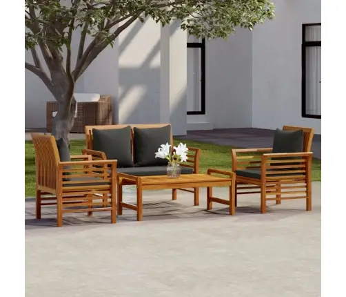 4-Daļīgs Dārza Atpūtas Mēbeļu Komplekts Ar Matračiem, Akācija Vidaxl