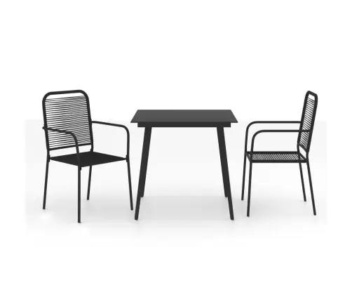 3-Osaline Aiamööblikomplekt, Puuvillast Nöör Ja Teras, Must