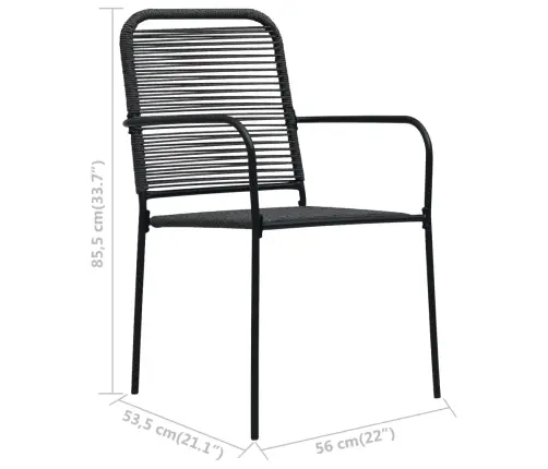 3-Osaline Aiamööblikomplekt, Puuvillast Nöör Ja Teras, Must