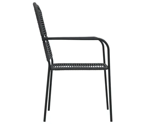 7-Osaline Aiamööblikomplekt, Puuvillast Nöör Ja Teras, Must