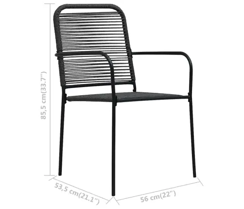 Sodo Valgomojo Komplektas, 5 Dalių, Juodas, Virvė Ir Plienas