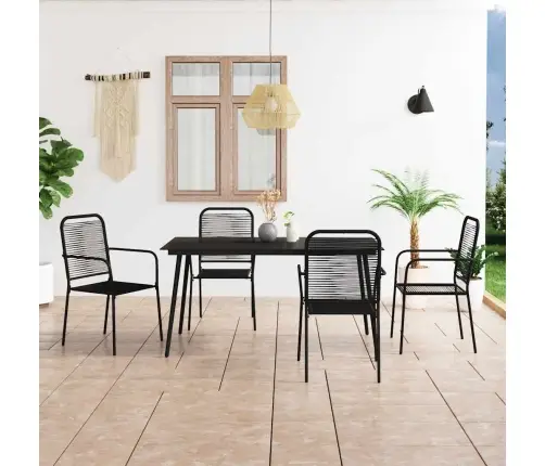 Sodo Valgomojo Komplektas, 5 Dalių, Juodas, Virvė Ir Plienas