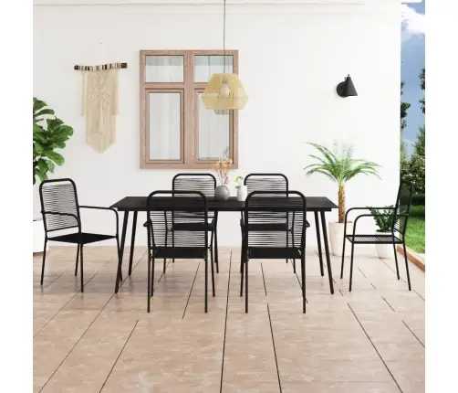 Sodo Valgomojo Komplektas, 7 Dalių, Juodas, Virvė Ir Plienas