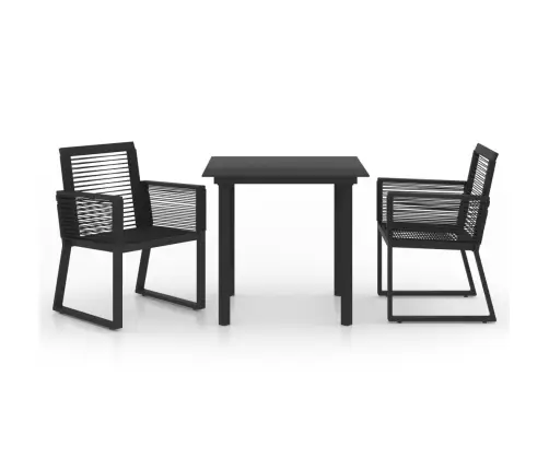 3-Daļīgs Dārza Mēbeļu Komplekts, Pvc Rotangpalma, Melns Vidaxl