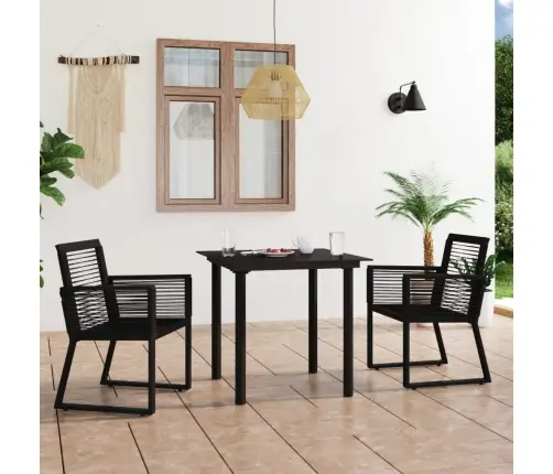 3-Daļīgs Dārza Mēbeļu Komplekts, Pvc Rotangpalma, Melns Vidaxl