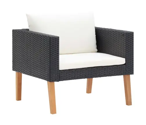 Sodo Komplektas Su Pagalvėlėmis, 5 Dalių, Juodas, Poliratanas