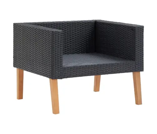 Sodo Komplektas Su Pagalvėlėmis, 5 Dalių, Juodas, Poliratanas