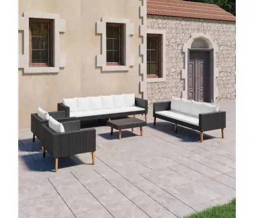 Sodo Komplektas Su Pagalvėlėmis, 5 Dalių, Juodas, Poliratanas