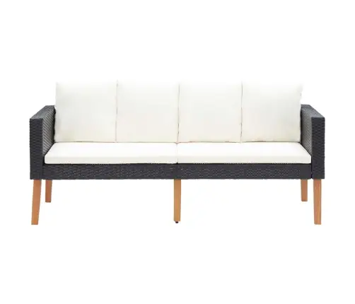 4-Osaline Aiamööblikomplekt Patjadega, Polürotang, Must