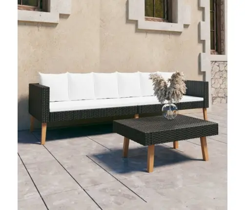 Poilsio Komplektas Su Pagalvėmis, 2 Dalių, Juodas, Poliratanas