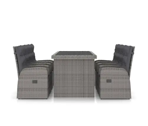 9-Daļīgs Dārza Mēbeļu Komplekts Ar Matračiem, Pelēks Pe Pinums Vidaxl