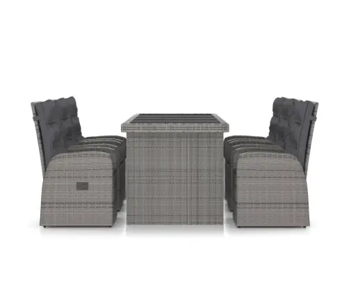 7-Osaline Õue Söögimööbli Komplekt Patjadega, Polürotang, Hall