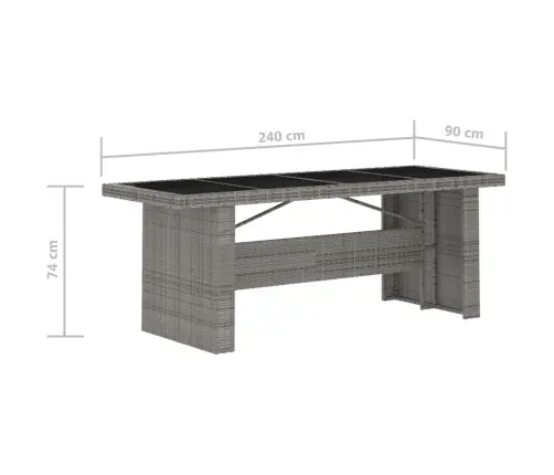 7-Osaline Õue Söögimööbli Komplekt Patjadega, Polürotang, Hall