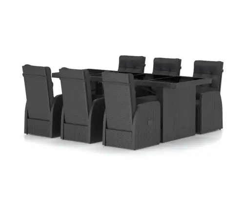 7-Daļīgs Dārza Mēbeļu Komplekts, Matrači, Melna Pe Rotangpalma Vidaxl