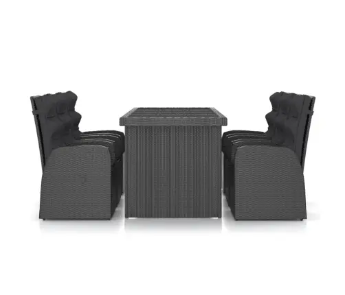 7-Daļīgs Dārza Mēbeļu Komplekts, Matrači, Melna Pe Rotangpalma Vidaxl