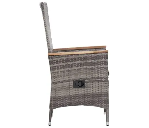 3-Osaline Aiamööblikomplekt Patjadega, Polürotang, Hall