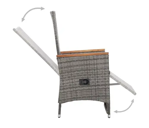 3-Osaline Aiamööblikomplekt Patjadega, Polürotang, Hall