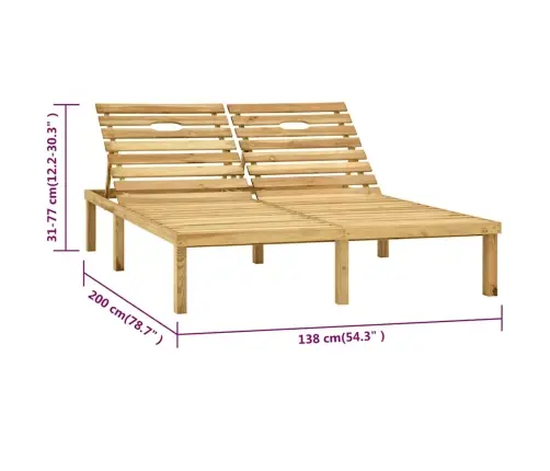 Divvietīgs Sauļošanās Zvilnis, Zaļi Impregnēts Priedes Koks Vidaxl