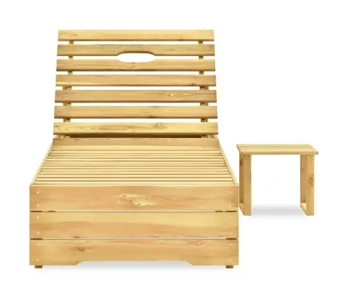 Sauļošanās Zvilnis Ar Galdiņu, Zaļi Impregnēts Priedes Koks Vidaxl