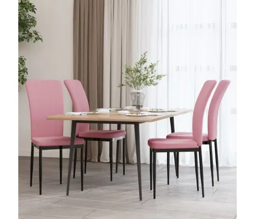 Virtuves Krēsli, 4 Gab., Rozā Samts Vidaxl