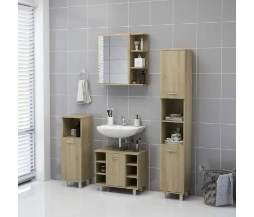 Vannasistabas Spoguļskapītis, Ozolkoka Krāsa, 62,5X20,5X64 Cm Vidaxl