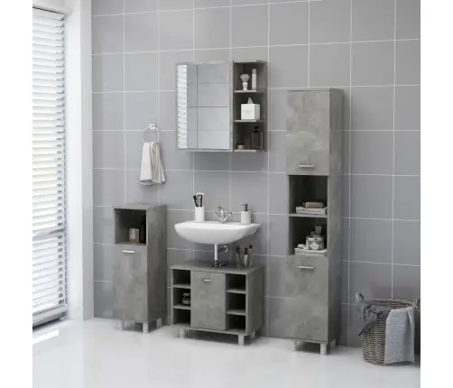 Vannitoa Peeglikapp Betoonhall 62,5X20,5X64 Cm Tehispuit