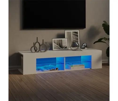 Tv Plaukts Ar Led Lampiņām, 135X39X30 Cm, Balts Vidaxl
