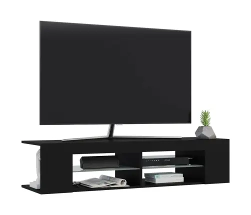 Tv Plaukts Ar Led Lampiņām, 135X39X30 Cm, Melns Vidaxl