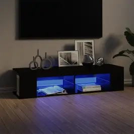 Televizoriaus Spintelė Su Led Apšvietimu, Juoda, 135X39X30Cm