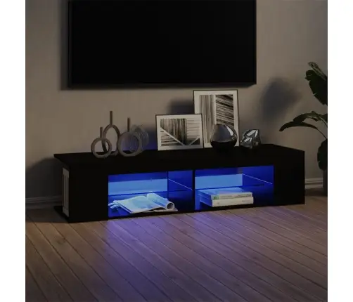 Tv Plaukts Ar Led Lampiņām, 135X39X30 Cm, Melns Vidaxl