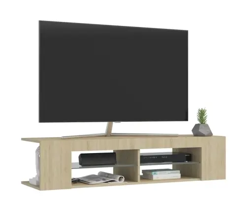 Tv Galdiņš Ar Led Lampiņām, 135X39X30 Cm, Ozolkoka Krāsā Vidaxl