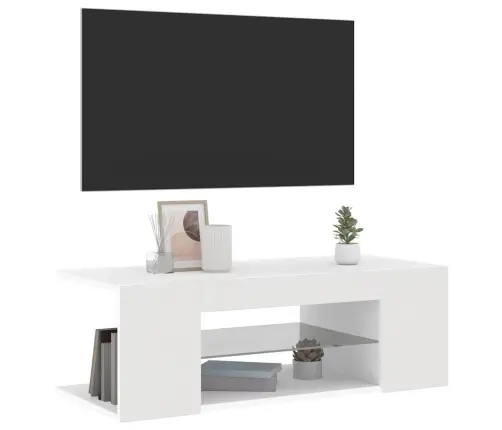 Televizoriaus Spintelė Su Led Apšvietimu, Balta, 90X39X30Cm