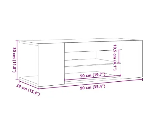 Tv Galdiņš Ar Led Lampiņām, 90X39X30 Cm, Melns Vidaxl