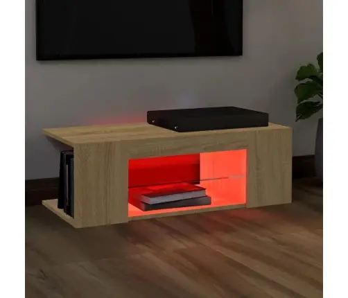 Tv Galdiņš Ar Led Lampiņām, 90X39X30 Cm, Ozolkoka Vidaxl