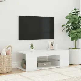 Tv Galdiņš Ar Led Lampiņām, 90X39X30 Cm, Spīdīgi Balts Vidaxl