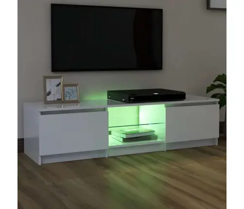 Tv Plaukts Ar Led Lampiņām, 140X40X36 Cm, Spīdīgi Balts Vidaxl