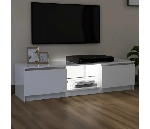 Tv Plaukts Ar Led Lampiņām, 140X40X36 Cm, Spīdīgi Balts Vidaxl